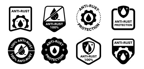 Anti rust stickers for metal tools vector set