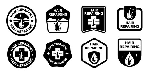 Hair repairing vector signs labels