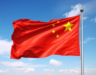 flag of china China Flag Waving in Blue Sky
