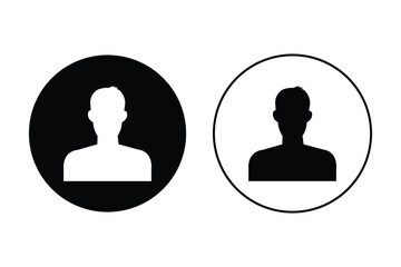 black and white profile picture vector icon. User profile icon. Profile picture, portrait symbol. User member, People icon in flat style. Circle button with avatar photo. social media profiles, app. 