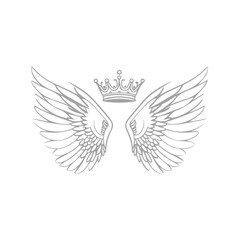 Wings and Crown Emblem Vector Illustration