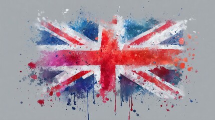 Modern Digital Watercolor Art of the British Flag with Soft Brush Effects