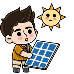 Solar day character with Solar panels