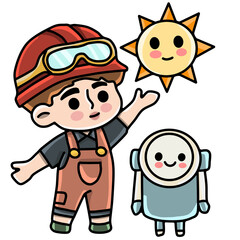 Solar day character with Solar panels