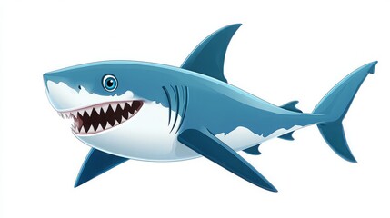 Shark 3D sticker Emoji icon illustration, funny little animals, shark on a white background. Shark 3D sticker Emoji icon illustration, shark on a white background, funny little animals