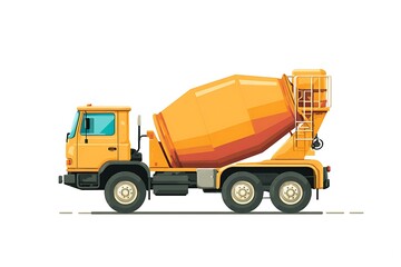 Fototapeta premium Yellow concrete mixer truck construction vehicle cement transport industrial machinery equipment delivery truck