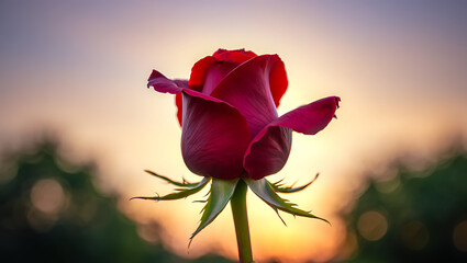 Obraz premium love, nature, rose, beauty, flower, red, blossom, green, leaves, white, isolated, floral, romance, petals, valentine, garden, bloom, plant, anniversary, single, macro, fresh, elegant, beautiful, brigh