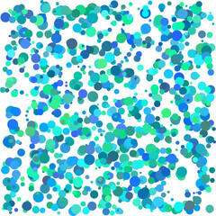 Blue and green overlapping circles with varying size. Bubble texture. Abstract vector background. 