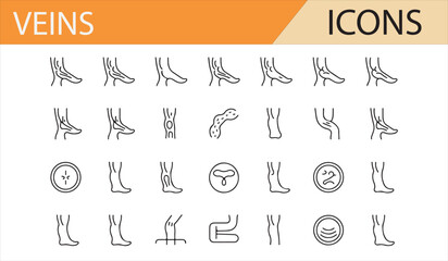 Set of Veins and Medical Equipment Icons for Healthcare and Biology Themes
