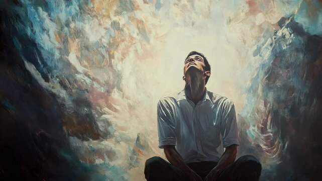 Contemplative Man in Artistic Painting