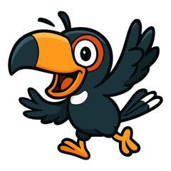 Cartoon toucan cheerfully struts with vibrant illustration.