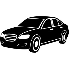 Obraz premium Isolated black modern sedan silhouette on white background