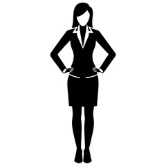 Fototapeta premium Full length silhouette of a businesswoman in a suit isolated on white background