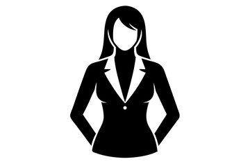 Fototapeta premium Isolated black and white silhouette of a woman in a business suit on white background