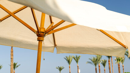 Sun umbrella by the sea on the beach or by the pool
