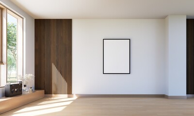 3d render of beautiful interior design, mock with empty frame