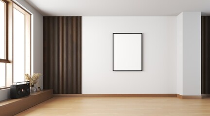 3d render of beautiful interior design, mock with empty frame