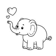 Fototapeta premium Adorable, simple outline of a baby elephant coloring page for kids. Perfect for toddlers and preschoolers to enjoy fun, easy coloring while improving motor skills and creativity.