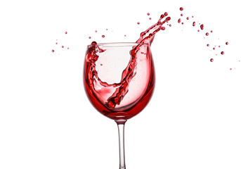 Isolated Dramatic Red Wine Splash in Elegant Glass