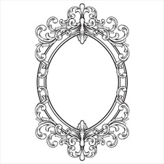 Ornate Oval Frame with Scrollwork and Fleur-de-Lis