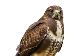 Fototapeta premium Isolated Close-up of Brown Hawk Perched and Alert