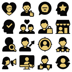 Collection of User Interface Icons Depicting Social Interactions and Feedback.
