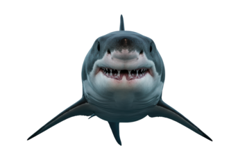 Isolated Close Up of a Great White Shark Face