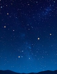 Obraz premium Starry Night Sky with Mountain Silhouette and Glimmering Constellations