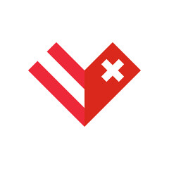 friendship concept. heart shape icon of austria and switzerland flags. vector illustration isolated on white background