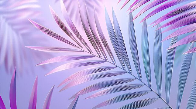 Pastel palm leaves gently swaying in the breeze