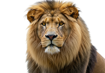 Isolated Majestic Lion Portrait