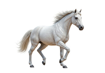 Obraz premium Isolated Majestic White Horse with Flowing Mane