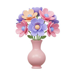 Pastel Flower Arrangement in Vase transparent background
