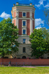 Historic Orlovskaya Water Tower in Pushkin, Saint Petersburg, Russia.