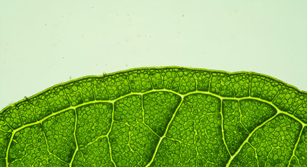 Bright Green Leaf Tissue Macro View For Scientific Display And Education