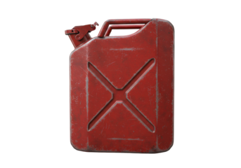 Isolated Old and Rusty Red Jerrycan