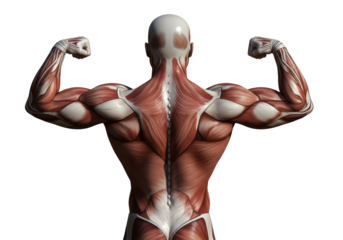 Isolated Muscular Human Back with Detailed Anatomy