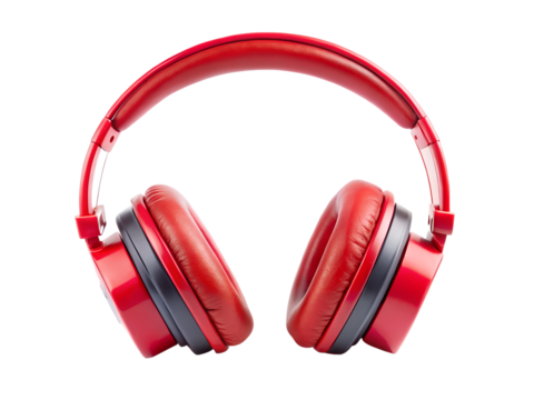 Vibrant Red Headphones on a Black Background for Music and Audio
