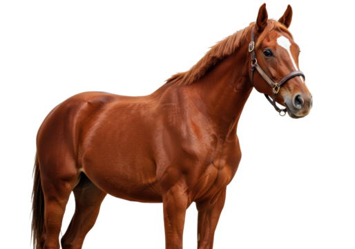 Isolated Elegant Chestnut Horse Standing Calmly