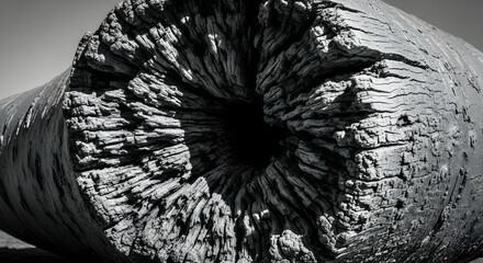 Obraz premium Striking Image Of An Old Hollow Tree Trunk In Monochrome Tone