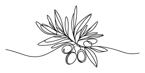 olive branch with fruit – minimal monoline peace icon