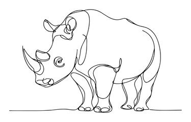 standing rhinoceros – oneline safari animal vector