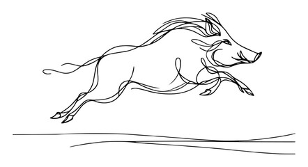 boar running wild – dynamic oneline animal shape