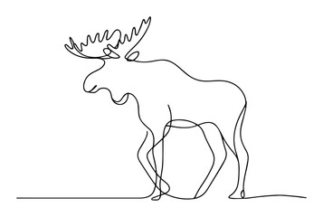moose in forest stance – monoline outline vector
