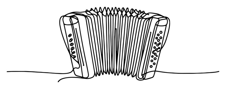 accordion musical instrument &ndash; monoline sketch vector