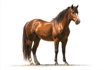 Obraz premium a realistic brown horse standing proudly on a clean white surface