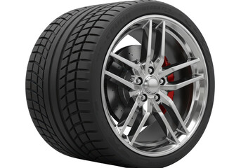 Isolated Pair of High-Performance Car Tires with Rims - Automotive