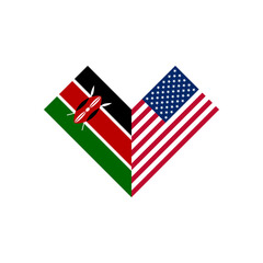 friendship concept. heart shape icon of kenya and american flags. vector illustration isolated on white background