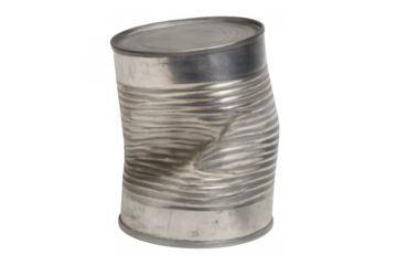 Crushed tin can isolated on transparent background