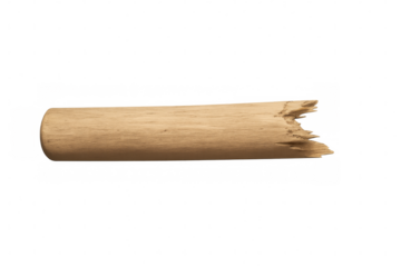 Broken wooden stick isolated on transparent background